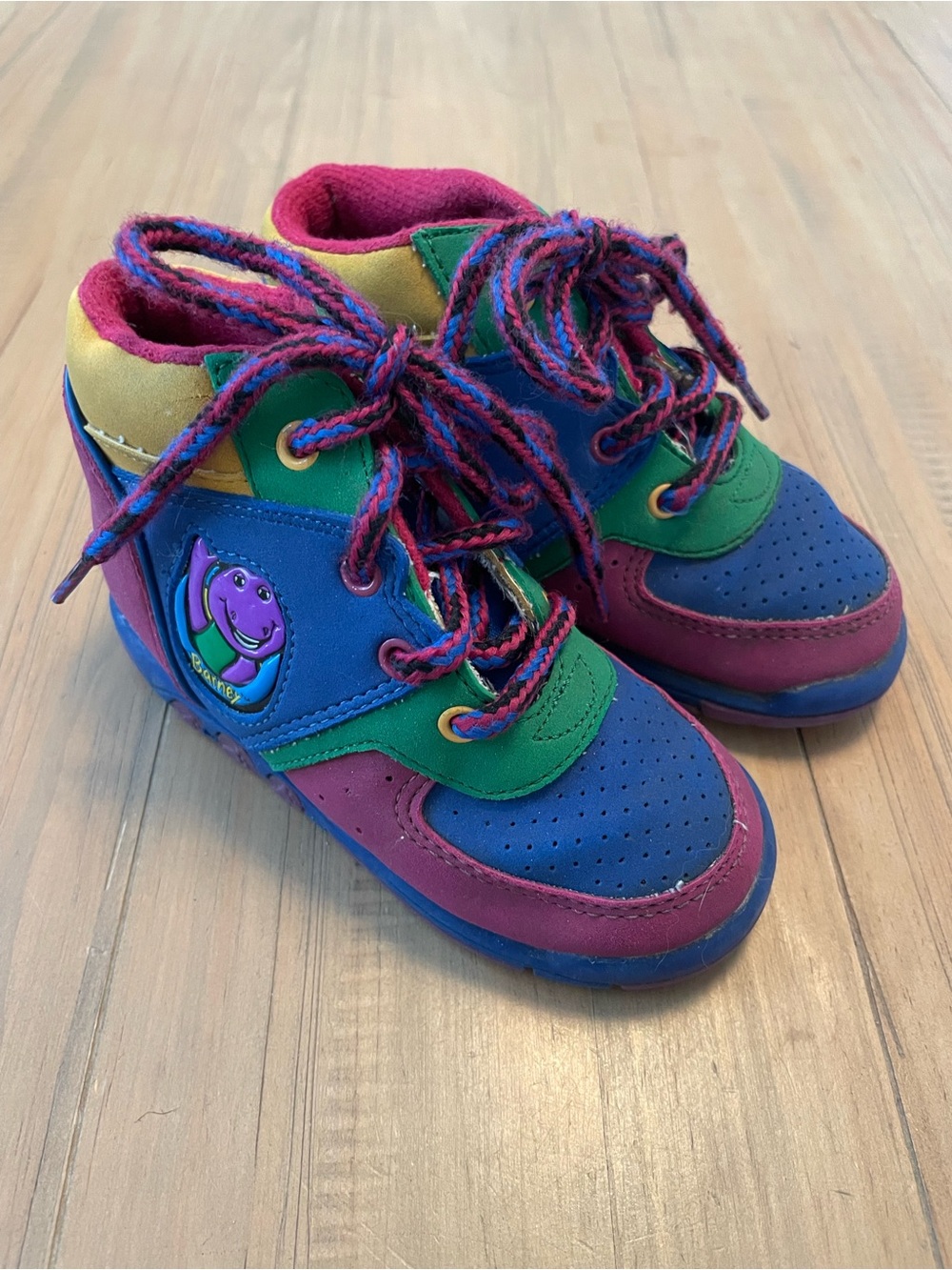 Barney Vintage High-Top Sneakers Color Block 90’s Size 7 Toddler